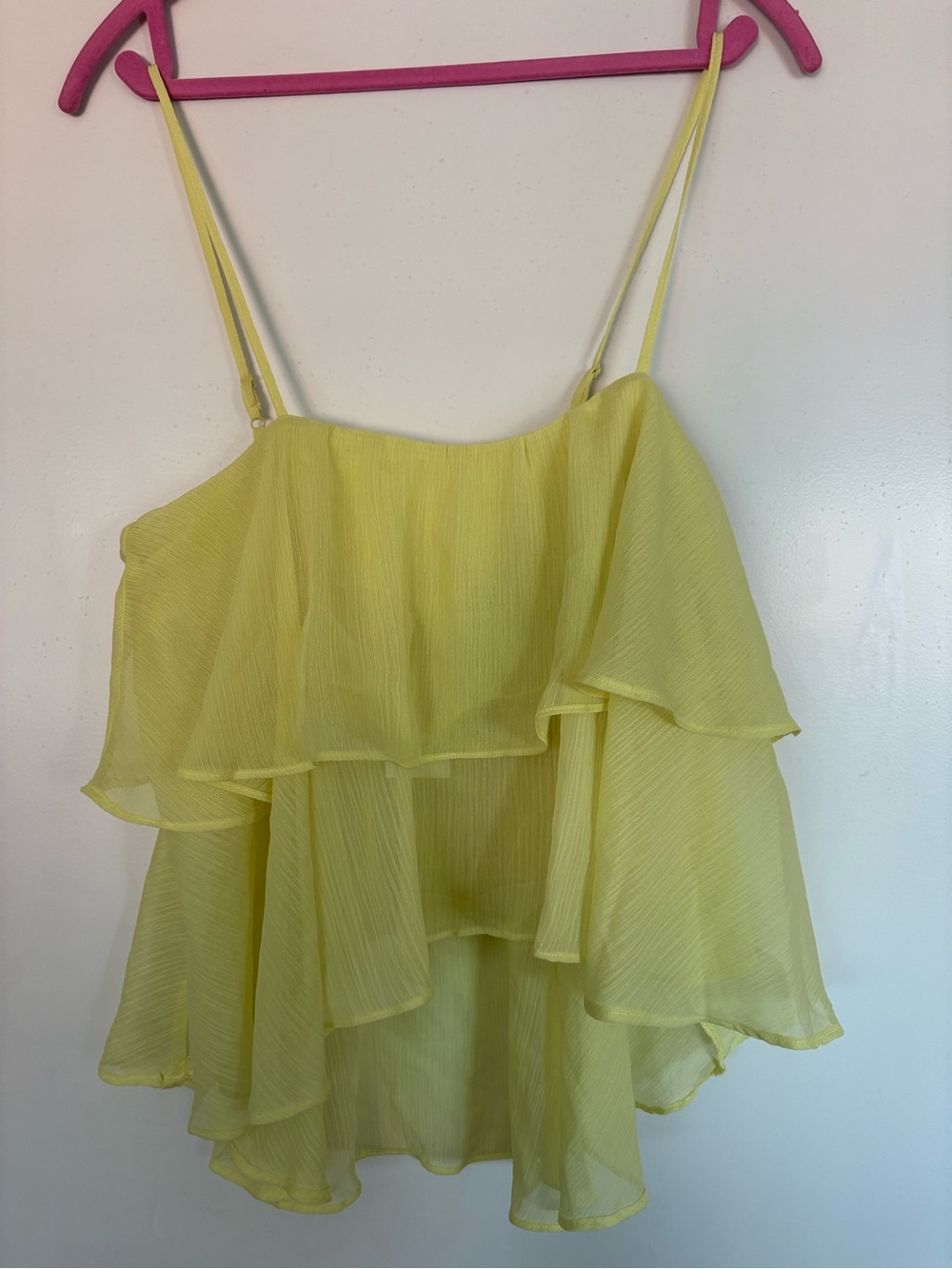 Bar III Yellow Tiered Ruffle Camisole